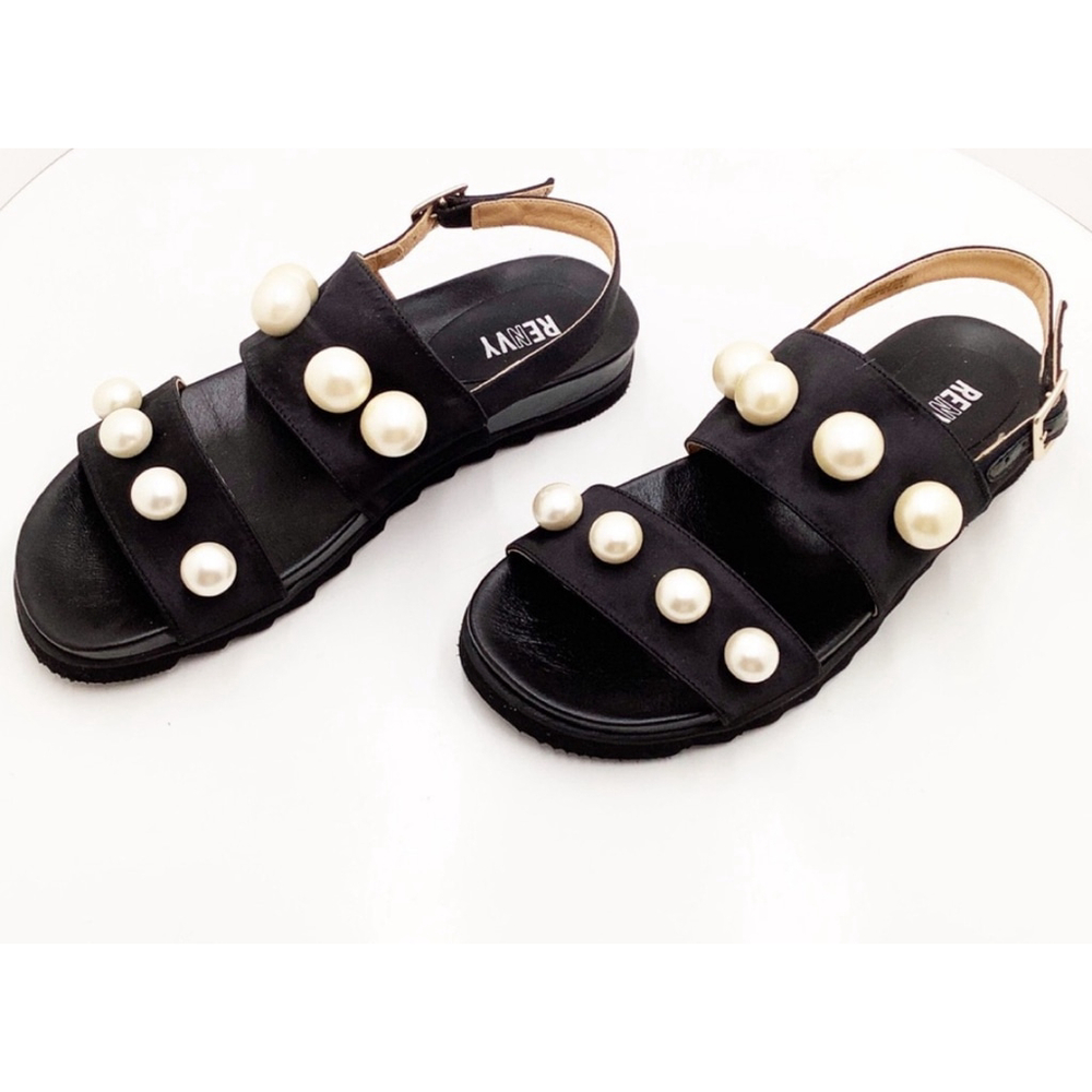 Renvy Faux Pearl Embellished Sandals Size 8